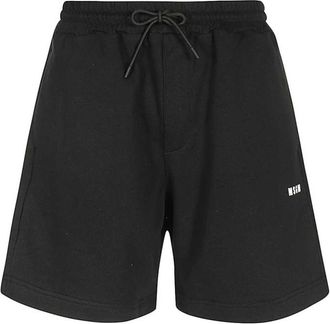 Msgm Katoenen Bermuda Shorts Elastische Tailleband - Heren - Korte Broeken - Zwart - XS - Katoen - Korte Broeken