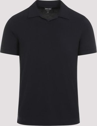 Giorgio Armani Navy Blue Solid Polo