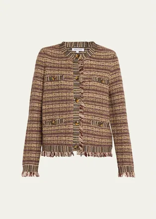 Veronica Beard Sariyah Striped Wool-Blend Knit Jacket