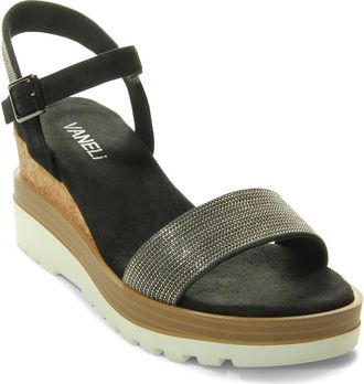 Vaneli Cedra Platform Wedge Sandal in Black Suede at Nordstrom, Size 7.5