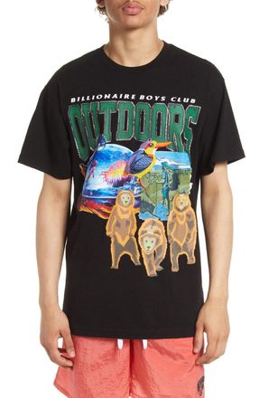 Billionaire Boys Club BB Outdoors T-Shirt Men Black Graphic Crew Neck FROG419