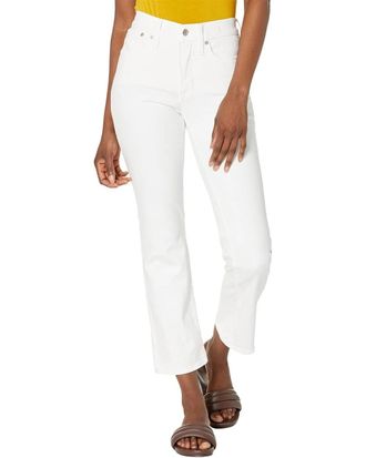 Madewell Womens Madewell Kick Out Jeans White Denim Stretch Straight Leg Cropped RED652