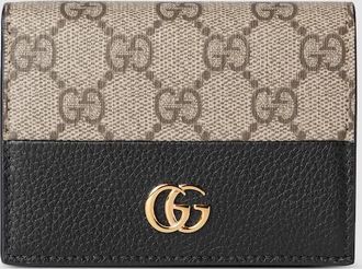 Gucci Bi-color GG Marmont Card Case Wallet, Black, Leather