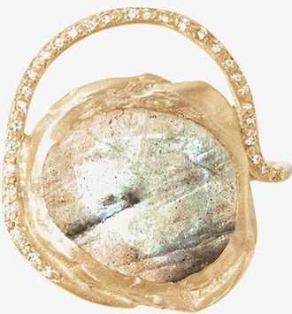 Pascale Monvoisin Gelbgold-Ring mit Labradorit und Diamanten Gaia