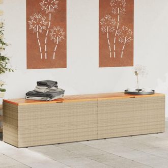 vidaXL Contenitore da Giardino Beige 220x50x54 cm Polyrattan e Acacia - Vidaxl