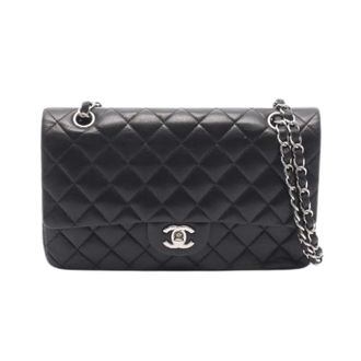 Chanel Pre-owned Matelasse Double Flap Lambskin Shoulder Bag - Dames - Pre-owned - Zwart - Maat: ONE Size Leer