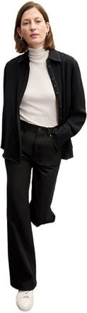 M.M.LaFleur Mira Printed Washable Silk Anywhere Shirt in Black at Nordstrom, Size Large