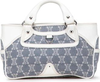 Celine Pre-owned Tote Bags, female, Blue, Size: ONE SIZE Pre-owned Patterned Top Handle Bag