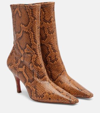 Amina Muaddi Jamie snake-effect leather ankle boots