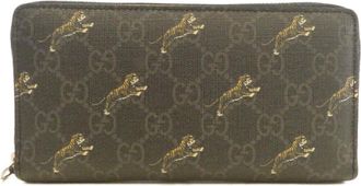 Gucci Black Gray Gg Supreme Canvas Long Wallet (Bi-Fold) (Pre-Owned)