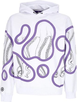 Octopus Witte hoodie met kangoeroezak - Heren - Hoodies - Wit - L - Katoen - Hoodies & sweatvesten