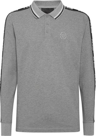 Philipp Plein Polo shirt LS - Heren - Polos - Grijs - L - Katoen - Tops