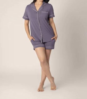 Kindred Bravely Clea Bamboo Classic Short Sleeve Pajama Set In Granite