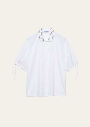 Prada Embellished Peter Pan Collar Shirt