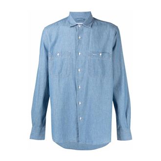 Aspesi New C Slim Work Shirt - Heren - Spijkeroverhemden - Blauw - L - Katoen - Overhemden