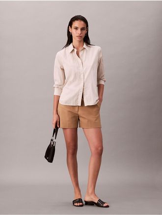 Calvin Klein Womens Cotton Stretch Chino Shorts - Brown - 12