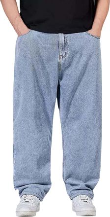 Generic Plus Size Baggy Wide Leg Jeans: Straight Jeans for Men U Classic Basic Denim Jeans Classic Fit Jeans Baggy Jeans for Me Hip Hop Jeans Streetwear Relax