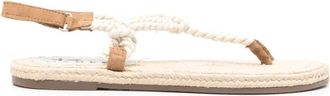 Maneb&igrave; Beige Enkelband Teenslipper Sandalen - Dames - Sandalen - Beige - 39 EU - Schoenen