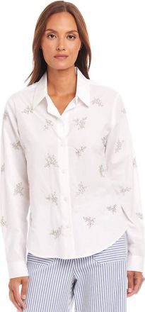 Karen Kane Eden Embellished Button Up Shirt In Off White