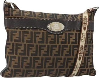Fendi Pre-owned Zucca Canvas Shoulder Bag - Dames - Vintage Schoudertas - Bruin - ONE Size - Leer - Vintage