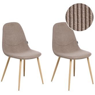 Beliani Beliani - Conjunto De 2 Sillas De Comedor Asiento Tapizado De Pana Con Patas De Hierro Gris Pardo Hilden