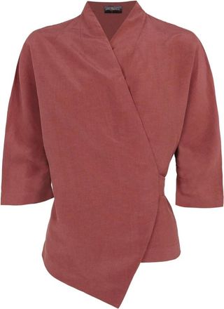 Cortana Overhemden, Dames, Rood, XL, Linnen, Mona, linnen en zijden jasje aardbei