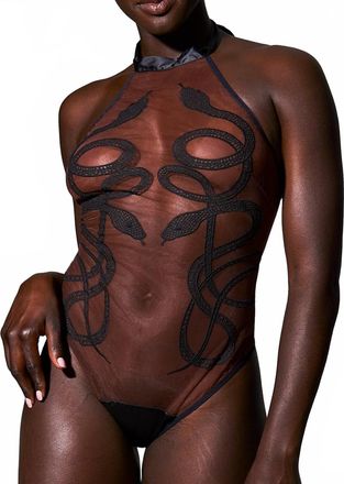 Thistle and Spire Medusa Halter Bodysuit - Plus In Espresso