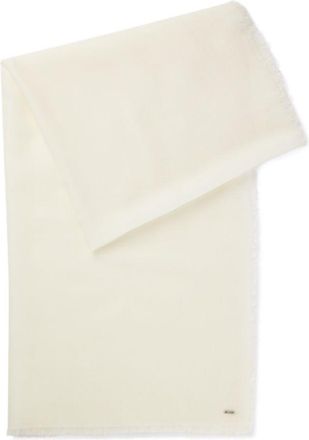 BOSS Lightweight wool scarf with fringed trims