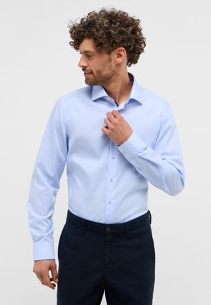 Eterna Langarmhemd ETERNA SLIM FIT, Herren, Gr. 38, Normalgr&ouml;ssen, blau (hellblau), Popeline, 100% Baumwolle, schmal, Manschette, Hemden Langarmhemd, NON IRO