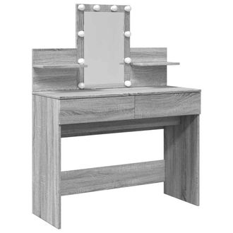 Berkfield Home Dressing Table with LED Grey Sonoma 100x40x130 cm | Size: 100 x 40 x 130 cm