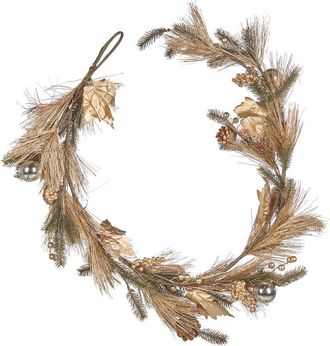 Beliani Guirnalda Artificial De Navidad Decoraci&oacute;n De Interior 150cm Verde Y Oro Murcja