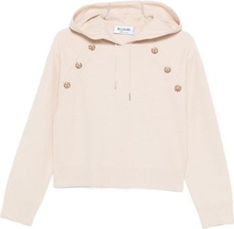 Blugirl Cropped Hoodie Sweater With Gold-Tone Embellishments