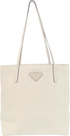 Prada White Saffiano Shoulder Bag Tote Bag (Pre-Owned)
