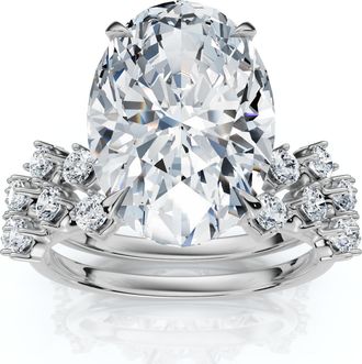 Pompeii3 Certified 5 1/2Ct Oval Diamond Engagement & Wedding Ring 14k Gold/Pt Lab Grown