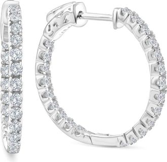 Pompeii3 1.55Ct Diamond Inside Outside Hoops High Quality Vault Lock 1 Tall Lab Grown