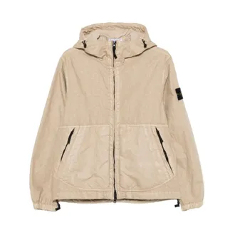 Stone Island Light Jackets, male, Beige, Size: M Stone Island Coats