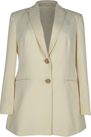 Versace Single-Breasted Blazer with Pockets in White Cotton