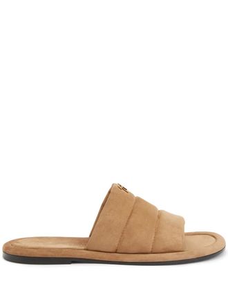 Giuseppe Zanotti Harmande padded slides - men - Suede/Rubber/Leather - 41 - Brown