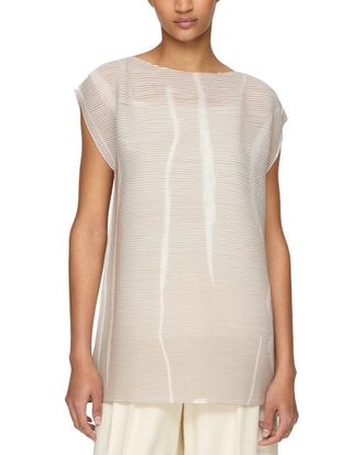 Lafayette 148 New York Printed Plisse Cap Sleeve Blouse