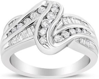 House of Brilliance 10K White Gold Ring 3/4 Ctw Diamond Bypass Ring at Nordstrom, Size 8