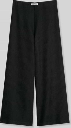 Marc O'Polo Wide Leg Hose in Strickoptik aus Baumwoll-Mix in Black, Gr&ouml;&szlig;e XL