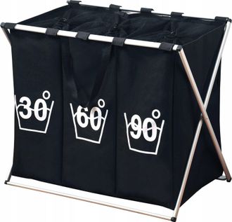 KESPER Cesto De Ropa Moderno Negro 150 Litros Plegable