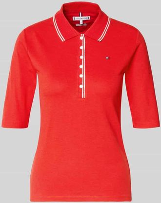 Tommy Hilfiger Slim Fit Poloshirt aus Lyocell-Mix in Rot, Gr&ouml;&szlig;e XL