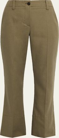 Brunello Cucinelli Linen Twill Kickflare Cigarette Pants