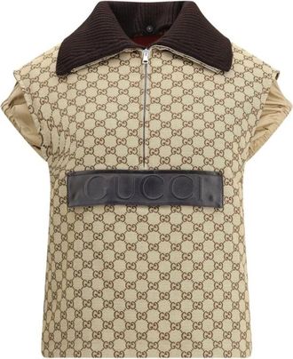 Gucci Jassen, Dames, Beige, S, Katoen, Bomber Gilet