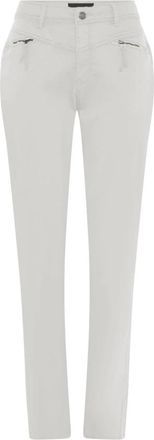 C.Ro Witte Macy Broek met Ritsdetails - Dames - Skinny Jeans - Grijs - 3XL - Katoen - Jeans