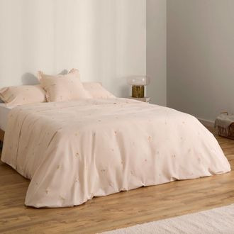 Textura Funda n&oacute;rdica algod&oacute;n 180 hilos flores bordadas beige. 100% Algod&oacute;n