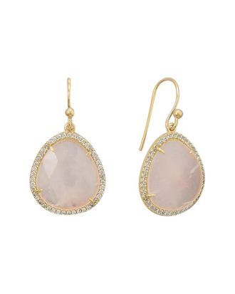 Liv Oliver 18K 10.25 Ct. Tw. Rose Quartz Cz Earrings