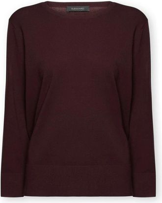 Elena Miro Trui met ronde hals en driekwart mouwen - Dames - Ronde hals truien - Rood - L - Polyester - Truien & Vesten
