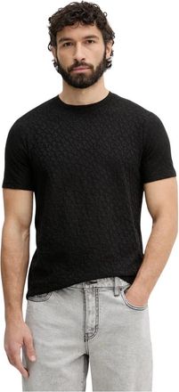 A|X Armani Exchange Jacquard T-shirt met ronde hals - Heren - T-shirts - Zwart - 2XL - Katoen - Tops